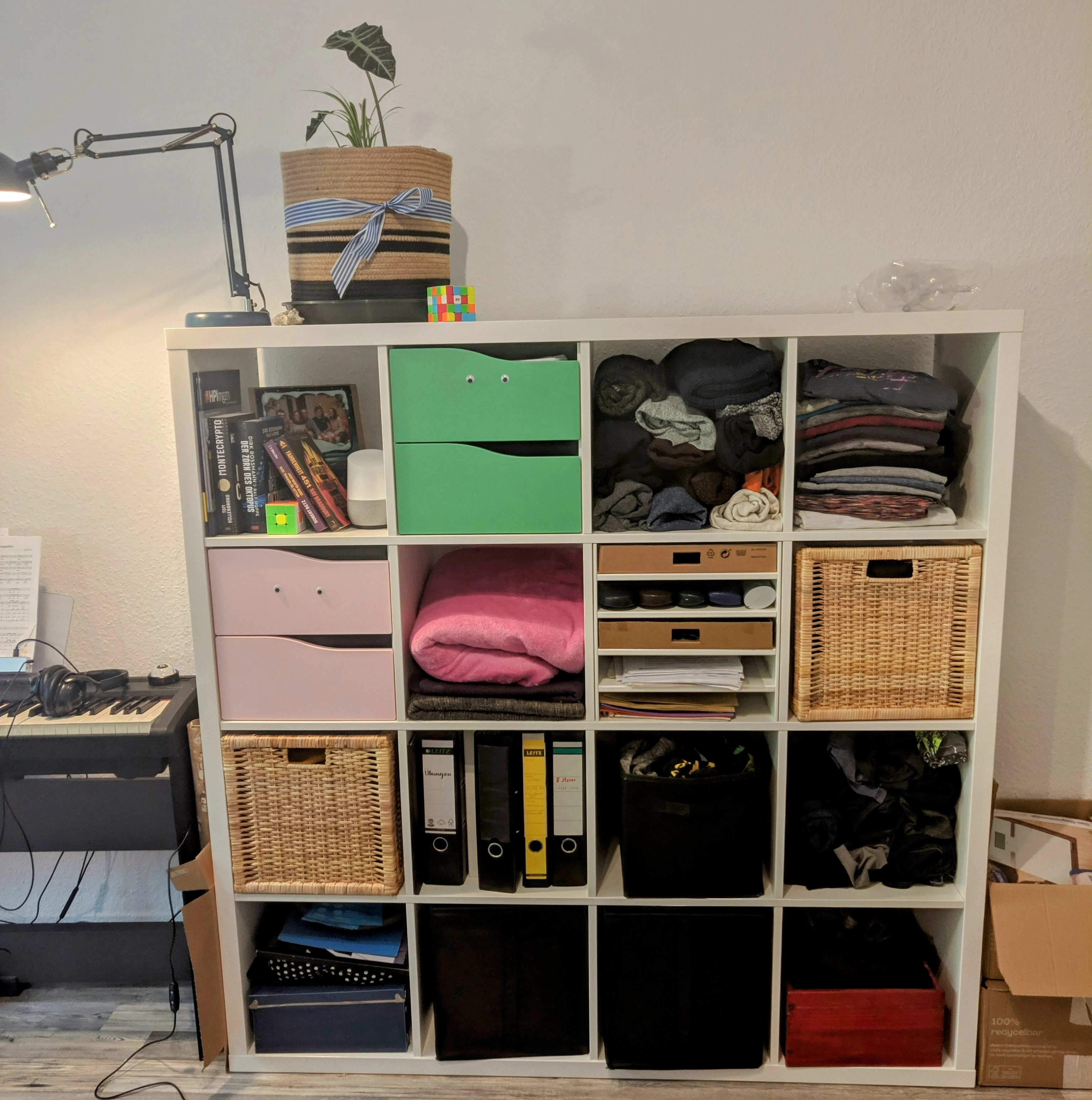 Ikea Kallax shelf with stuff inside